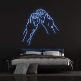 Hold Hands Neon Sign – Ideal anniversary gift, adding charm and intimacy to home decor with vibrant LED lighting and a bold message of unity.