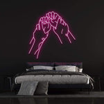 Hold Hands Neon Sign – Illuminated romantic wall decor, perfect for creating a cozy atmosphere in home or office, symbolizing unity and love.