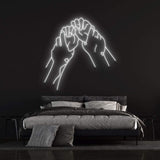 "Hold Hands Neon Sign – Romantic LED wall decor, a thoughtful gift for anniversaries or birthdays, adding warmth and charm to any room.