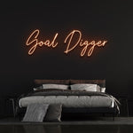Bright LED "Goal Digger" neon sign, perfect for adding motivational decor to your home, office, or gym space.