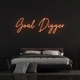 Bright LED "Goal Digger" neon sign, perfect for adding motivational decor to your home, office, or gym space.
