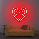 Heart LED neon sign in radiant red, a romantic and warm wall decor perfect for home or events.