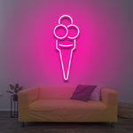 Pink Ice Cream LED Neon Sign, playful and vibrant wall decor for shops, cafes, or homes, energy-efficient and long-lasting retro design.