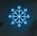 White Ice Flake II LED Neon Sign, festive holiday wall decor, energy-efficient lighting perfect for creating a winter-themed atmosphere in homes or events.