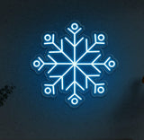 White Ice Flake II LED Neon Sign, festive holiday wall decor, energy-efficient lighting perfect for creating a winter-themed atmosphere in homes or events.