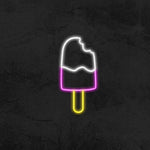 Ice Pop LED Neon Sign with pink and white lights, perfect for ice cream shops and dessert decor, attracting customers with vibrant and energy-efficient illumination.