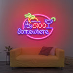 It's 5:00 Somewhere LED Neon Sign – vibrant and energy-efficient wall decor for bars, parties, and home celebrations, perfect for fun and trendy settings.