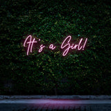 It's a Girl! pink LED neon sign – stylish and whimsical baby shower and nursery decor for celebrating the arrival of your little princess.