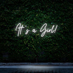 It's a Girl! warm white LED neon sign – elegant and durable decor for baby showers and nurseries, creating a welcoming atmosphere.