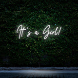 It's a Girl! warm white LED neon sign – elegant and durable decor for baby showers and nurseries, creating a welcoming atmosphere.