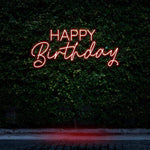 Bright and cheerful Happy Birthday LED neon sign, perfect for party decorations.