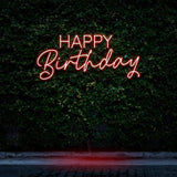 Bright and cheerful Happy Birthday LED neon sign, perfect for party decorations.