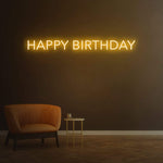LED Happy Birthday neon sign, stylish wall decor for unforgettable celebrations.