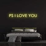 P.S. I Love You' LED neon wall sign, ideal for creating a romantic atmosphere in your home or during special events and celebrations.