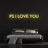 P.S. I Love You' LED neon wall sign, ideal for creating a romantic atmosphere in your home or during special events and celebrations.