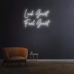 Motivational Neon Sign 'Look Great Feel Great' | Perfect for Gyms & Home Décor