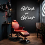 LED Neon Sign for Tattoo Shop, 'Get Ink or Get Out' Bold Decor, Captivating Lighting