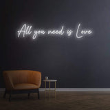 LED Neon Wall Sign – 'All You Need is Love' decorative light, ideal for romantic occasions, event backdrops, or enhancing your home’s ambiance.