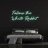 LED White Rabbit neon wall sign designed to add curiosity and whimsy to event spaces or homes.