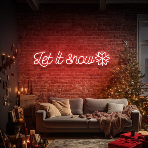 Let It Snow neon sign – Beautiful LED lighting to decorate your home, office, or store during the holiday season.
