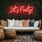 Let's Party LED neon sign – Vibrant wall decor perfect for weddings, birthdays, and celebrations.