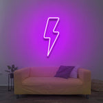 Vibrant 'Lightning Bolt' LED neon sign, perfect for adding excitement to home, office, or bar decor.