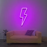 Vibrant 'Lightning Bolt' LED neon sign, perfect for adding excitement to home, office, or bar decor.
