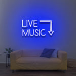 Live Music LED neon sign, perfect for bars, music venues, and event spaces with vibrant lighting.