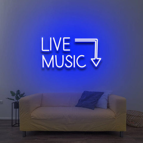 Live Music LED neon sign, perfect for bars, music venues, and event spaces with vibrant lighting.