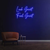 Inspirational Neon Sign 'Look Great Feel Great' | Eye-Catching Wall Art for Home or Gym