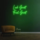 Look Great Feel Great Neon Sign | LED Wall Light for Gym, Salon, & Home Décor