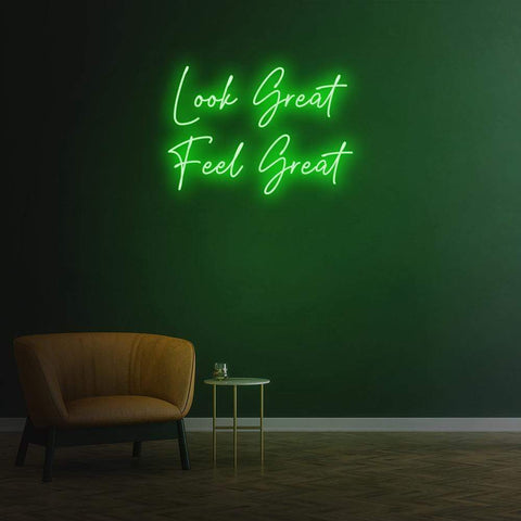 Look Great Feel Great Neon Sign | LED Wall Light for Gym, Salon, & Home Décor