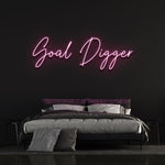LED motivational "Goal Digger" neon sign for home or office, eco-friendly and designed to last, perfect for energizing your workspace.