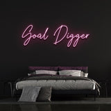 LED motivational "Goal Digger" neon sign for home or office, eco-friendly and designed to last, perfect for energizing your workspace.