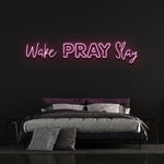 Motivational Wake Pray Slay Neon Sign – LED Wall Décor for Home, Office, and Gym, Perfect for Adding Inspiration and Style.