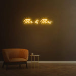 Orange 'Mr & Mrs' Neon Sign - Modern LED Wall Decor for Weddings & Events