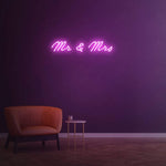 Pink 'Mr & Mrs' Neon Sign - Romantic LED Wall Decor for Weddings & Special Events