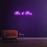 Purple 'Mr & Mrs' Neon Sign - Unique LED Wall Decor for Weddings & Special Occasions