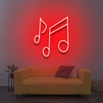 Red Music Notes Neon Sign - LED Wall Decor for Music Stores, Live Music Bars, and Home Décor