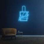 Bright light blue Nails LED Neon Sign for eye-catching salon décor.