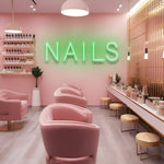 Eye-catching green Nails LED Neon Sign for vibrant nail salon décor.