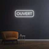 Customizable Ouvert LED Neon Sign with vibrant colors, perfect for restaurants to announce they're open.