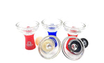 Pharaoh's Hookah Glass/Silicone Flo-Bowl in red, featuring a funnel-type design with a female fitting, ideal for hookah enthusiasts.