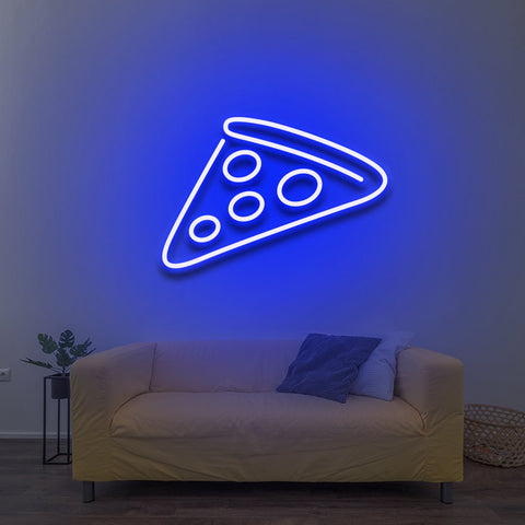 Pizza Slice LED Neon Sign featuring vibrant colors and fun design, perfect for pizza restaurants, parties, or game nights.