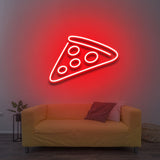 "Pizza Slice Neon Sign for pizza lovers, featuring a playful design and vibrant glow for home or restaurant decor.
