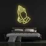 Modern Praying Hands LED Neon Sign, sleek and stylish spiritual decor for home, office, or prayer rooms.