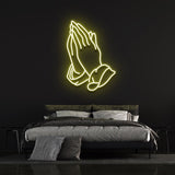 Modern Praying Hands LED Neon Sign, sleek and stylish spiritual decor for home, office, or prayer rooms.