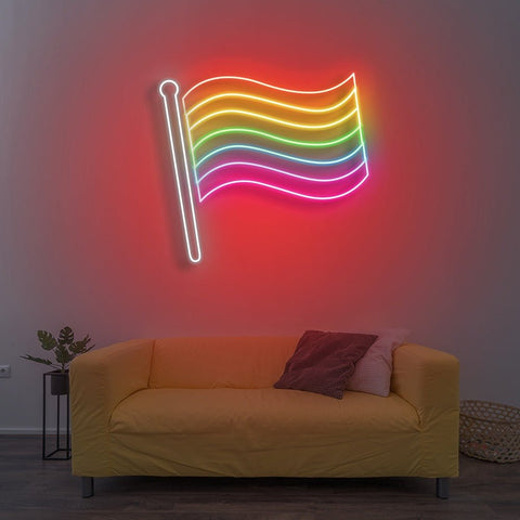 Pride Flag LED Neon Sign with vibrant colors, energy-efficient design, and multiple size options, perfect for celebrating love, inclusivity, and diversity.