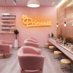 legant Princess LED Neon Sign for a girl’s bedroom, featuring custom colors and sizes for personalized decor.