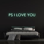  Personalized ‘P.S. I Love You’ neon sign for bedroom décor, perfect for adding a romantic touch to intimate spaces.
